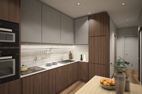 Фото № 5: Дизайн-проект однокомнатной квартиры 43.2  м² Стиль Минимализм для ЖК Московский