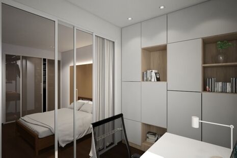 Фото № 3: Дизайн-проект однокомнатной квартиры 43.2  м² Стиль Минимализм для ЖК Московский