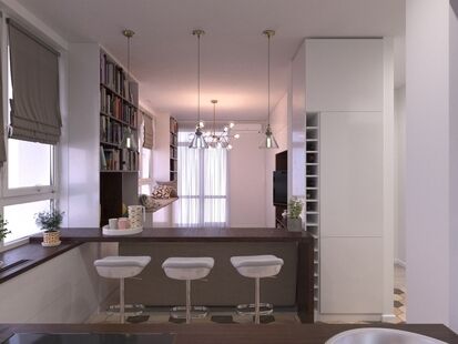 Фото № 6: Дизайн-проект двухкомнатной квартиры 55.9  м² Стиль Этнический для ЖК Московский