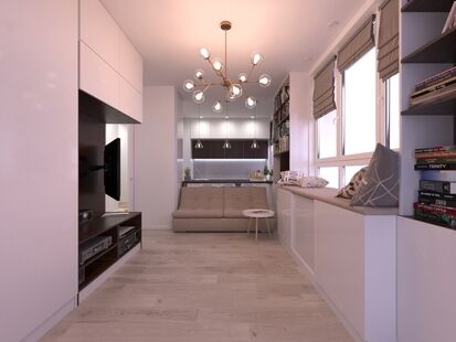 Фото № 4: Дизайн-проект двухкомнатной квартиры 55.9  м² Стиль Этнический для ЖК Московский