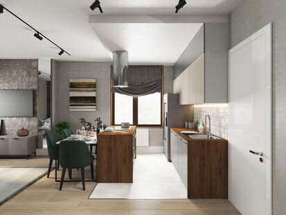 Фото № 2: Дизайн-проект двухкомнатной квартиры 69.25  м² Стиль Этнический для ЖК Московский