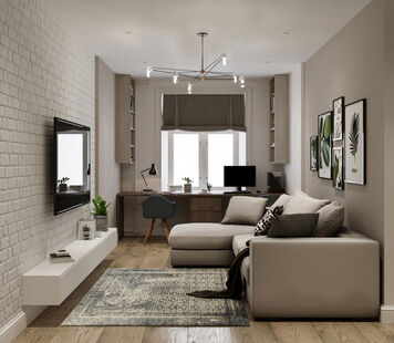 Фото № 1: Дизайн-проект двухкомнатной квартиры 39.54  м² Стиль Модернизм для ЖК Московский