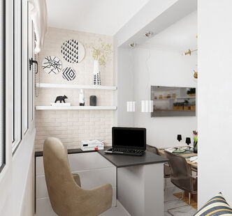 Фото № 4: Дизайн-проект двухкомнатной квартиры 39.54  м² Стиль Модернизм для ЖК Московский