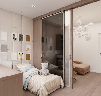 Фото № 3: Дизайн-проект двухкомнатной квартиры 39.54  м² Стиль Модернизм для ЖК Московский