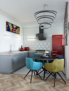 Фото № 3: Дизайн-проект однокомнатной квартиры 37.5  м² Стиль Фьюжн для ЖК Московский