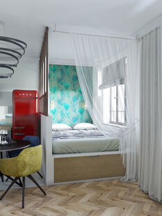 Фото № 4: Дизайн-проект однокомнатной квартиры 37.5  м² Стиль Фьюжн для ЖК Московский