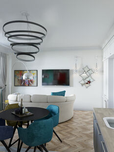 Фото № 5: Дизайн-проект однокомнатной квартиры 37.5  м² Стиль Фьюжн для ЖК Московский