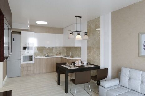 Фото № 1: Дизайн-проект трехкомнатной квартиры 57.42  м² Стиль Минимализм для ЖК Московский