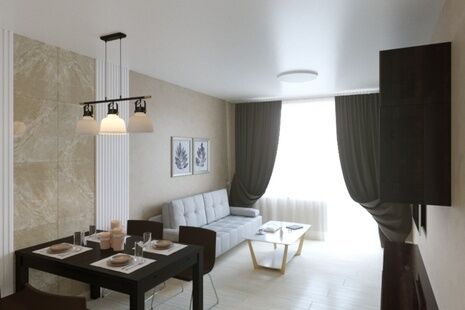 Фото № 6: Дизайн-проект трехкомнатной квартиры 57.42  м² Стиль Минимализм для ЖК Московский