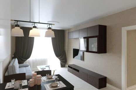 Фото № 3: Дизайн-проект трехкомнатной квартиры 57.42  м² Стиль Минимализм для ЖК Московский