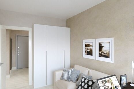 Фото № 2: Дизайн-проект трехкомнатной квартиры 57.42  м² Стиль Минимализм для ЖК Московский