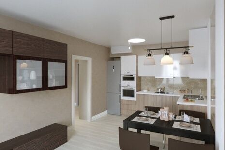 Фото № 5: Дизайн-проект трехкомнатной квартиры 57.42  м² Стиль Минимализм для ЖК Московский