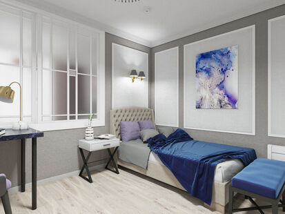 Фото № 4: Дизайн-проект трехкомнатной квартиры 67.1  м² Стиль Классика для ЖК Московский