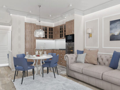 Фото № 3: Дизайн-проект трехкомнатной квартиры 67.1  м² Стиль Классика для ЖК Московский