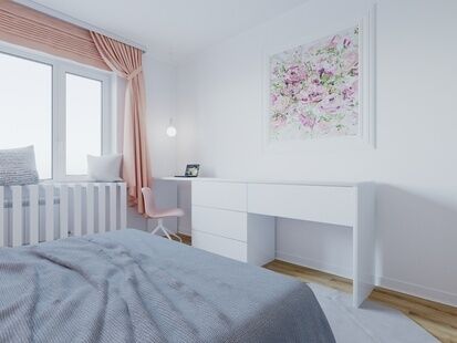 Фото № 3: Дизайн-проект однокомнатной квартиры 39.25  м² Стиль Современная классика для ЖК Московский