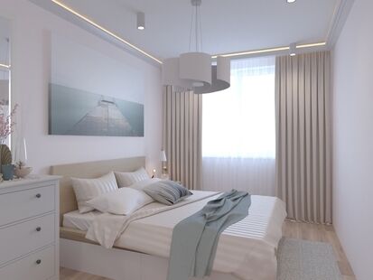 Фото № 3: Дизайн-проект двухкомнатной квартиры 54.4  м² Стиль Минимализм для ЖК Московский