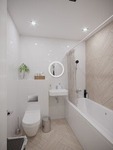 Фото № 4: Дизайн-проект трехкомнатной квартиры 53.0  м² Скандинавский стиль для ЖК Московский