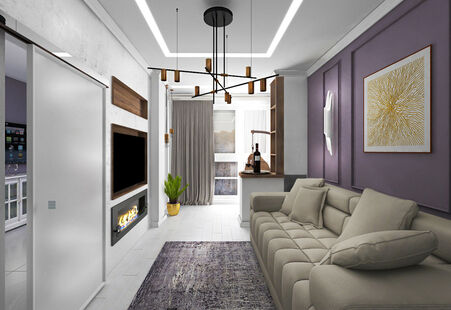 Фото № 2: Дизайн-проект двухкомнатной квартиры 63.3  м² Стиль Арт-деко для ЖК Московский