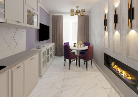 Фото № 3: Дизайн-проект двухкомнатной квартиры 63.3  м² Стиль Арт-деко для ЖК Московский