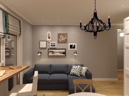 Фото № 6: Дизайн-проект трехкомнатной квартиры 56.5  м² Скандинавский стиль для ЖК Московский