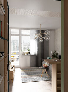 Фото № 3: Дизайн-проект квартиры-студии 28.47  м² Стиль Этнический для ЖК Центральный