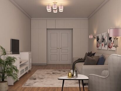 Фото № 3: Дизайн-проект трехкомнатной квартиры 80.67  м² Стиль Контемпорари для ЖК Московский