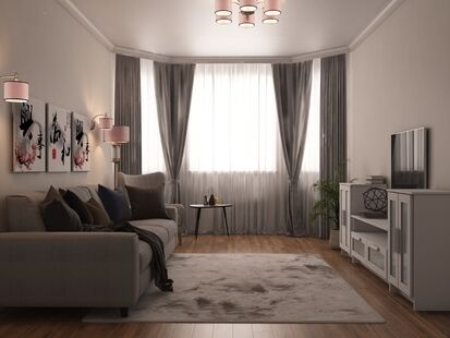 Фото № 2: Дизайн-проект трехкомнатной квартиры 80.67  м² Стиль Контемпорари для ЖК Московский