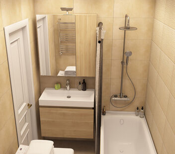 Фото № 4: Дизайн-проект трехкомнатной квартиры 80.67  м² Стиль Контемпорари для ЖК Московский