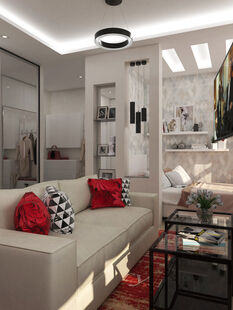 Фото № 3: Дизайн-проект однокомнатной квартиры 39.5  м² Стиль Модернизм для ЖК Московский