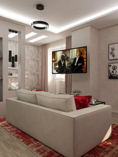 Фото № 2: Дизайн-проект однокомнатной квартиры 39.5  м² Стиль Модернизм для ЖК Московский