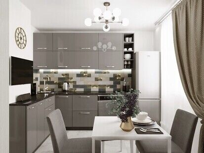 Фото № 4: Дизайн-проект однокомнатной квартиры 46.47  м² Стиль Контемпорари для ЖК Московский