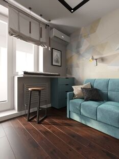 Фото № 1: Дизайн-проект квартиры-студии 39.3  м² Скандинавский стиль для ЖК Московский