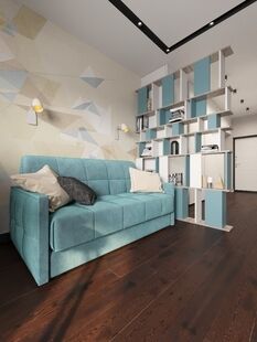 Фото № 4: Дизайн-проект квартиры-студии 39.3  м² Скандинавский стиль для ЖК Московский