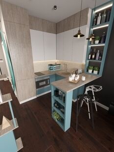 Фото № 3: Дизайн-проект квартиры-студии 39.3  м² Скандинавский стиль для ЖК Московский