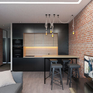 Фото № 1: Дизайн-проект двухкомнатной квартиры 38.6  м² Стиль Лофт для ЖК Московский