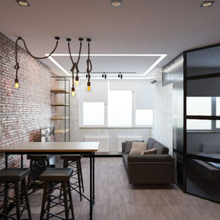 Фото № 3: Дизайн-проект двухкомнатной квартиры 38.6  м² Стиль Лофт для ЖК Московский
