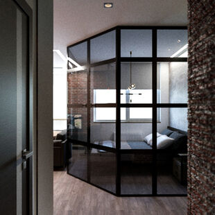 Фото № 2: Дизайн-проект двухкомнатной квартиры 38.6  м² Стиль Лофт для ЖК Московский