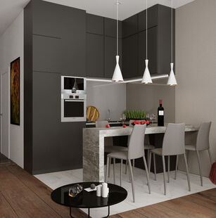 Фото № 1: Дизайн-проект однокомнатной квартиры 48.7  м² Стиль Минимализм для ЖК Московский