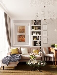 Фото № 1: Дизайн-проект двухкомнатной квартиры 46.27  м² Этнический стиль для ЖК Московский