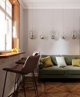 Фото № 4: Дизайн-проект двухкомнатной квартиры 46.27  м² Этнический стиль для ЖК Московский