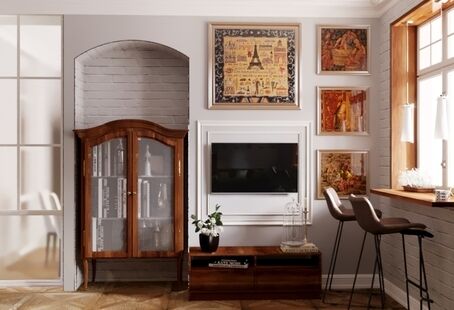 Фото № 2: Дизайн-проект двухкомнатной квартиры 46.27  м² Этнический стиль для ЖК Московский