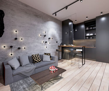 Фото № 6: Дизайн-проект однокомнатной квартиры 39.88  м² Стиль Лофт для ЖК Московский