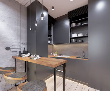 Фото № 2: Дизайн-проект однокомнатной квартиры 39.88  м² Стиль Лофт для ЖК Московский