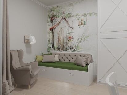 Фото № 1: Дизайн-проект четырехкомнатной квартиры 130.69  м² Стиль Американская классика для ЖК Московский