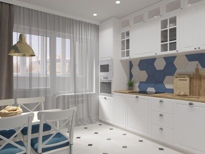 Фото № 2: Дизайн-проект четырехкомнатной квартиры 130.69  м² Стиль Американская классика для ЖК Московский