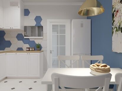 Фото № 4: Дизайн-проект четырехкомнатной квартиры 130.69  м² Стиль Американская классика для ЖК Московский