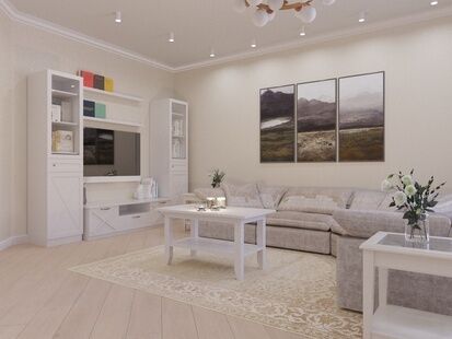 Фото № 6: Дизайн-проект четырехкомнатной квартиры 130.69  м² Стиль Американская классика для ЖК Московский