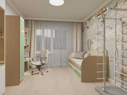 Фото № 3: Дизайн-проект четырехкомнатной квартиры 130.69  м² Стиль Американская классика для ЖК Московский