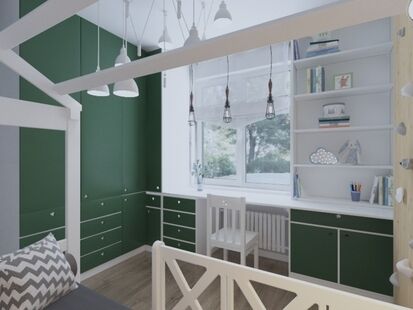 Фото № 1: Дизайн-проект четырехкомнатной квартиры 60.35  м² Скандинавский стиль для ЖК Московский