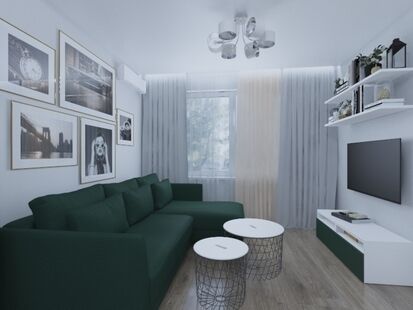 Фото № 5: Дизайн-проект четырехкомнатной квартиры 60.35  м² Скандинавский стиль для ЖК Московский